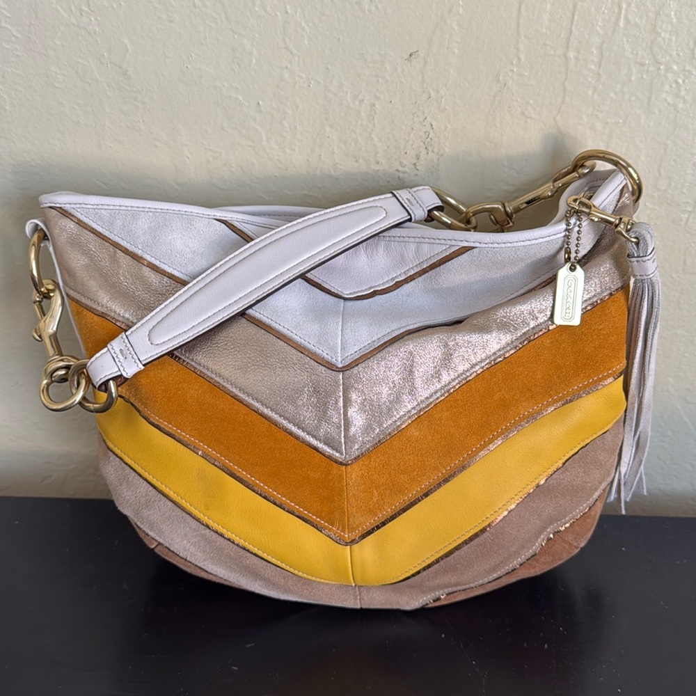 Vintage Coach chevron hobo bag
